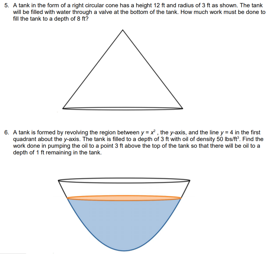 Solved 5. A tank in the form of a right circular cone has a | Chegg.com