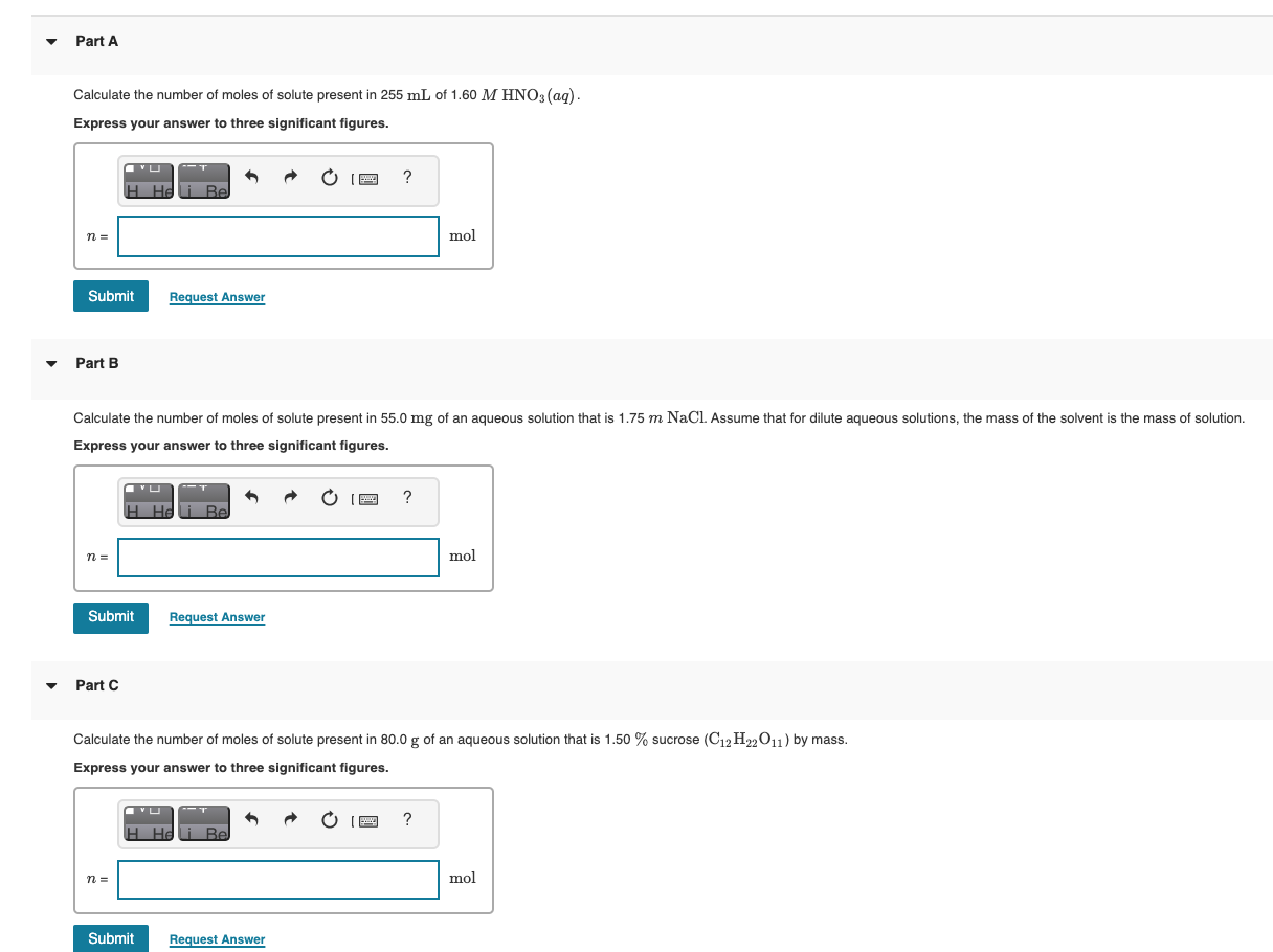 Solved Part A Calculate the number of moles of solute | Chegg.com