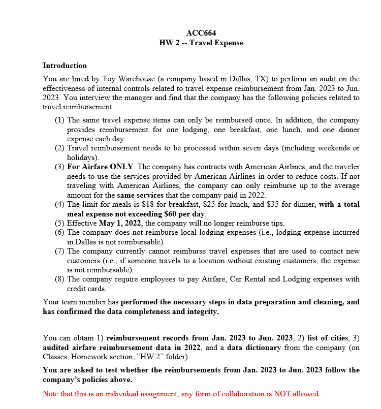 Introduction You are hired by Toy Warehouse (a