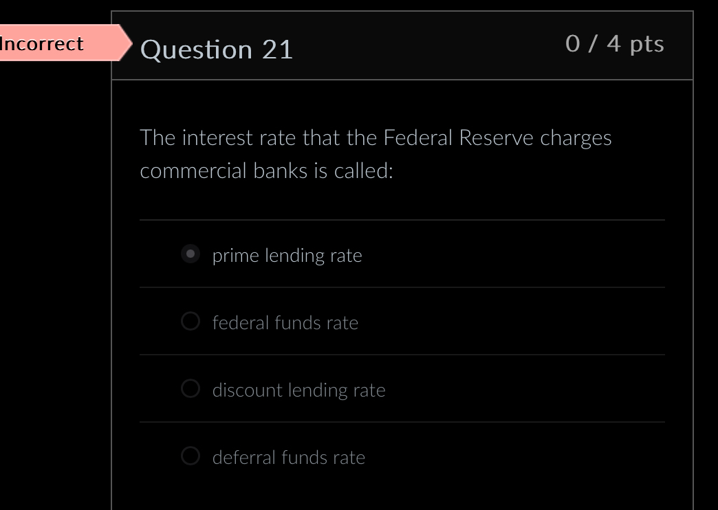 Solved Question 21 0/4 pts The interest rate that the | Chegg.com