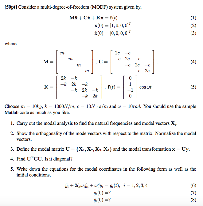 [50pt] Consider a multi-degree-of-freedom (MODF) | Chegg.com