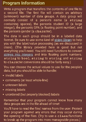 Solved Program Information Write a program that transfers | Chegg.com