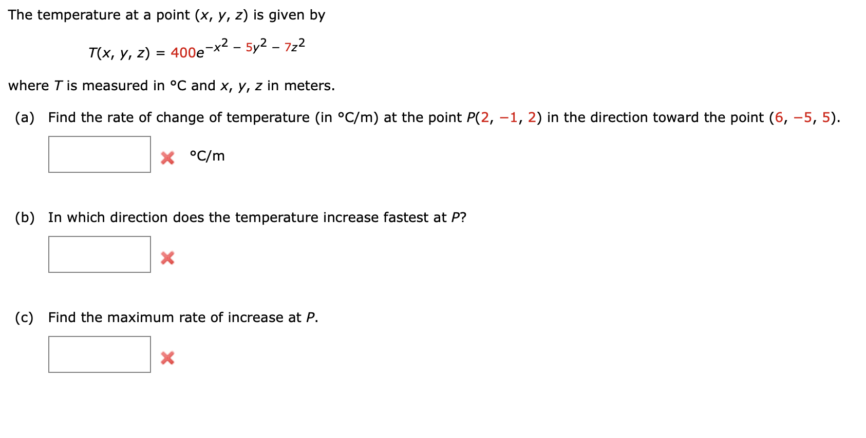 Solved The temperature at a point (x, y, z) is given by T(x, | Chegg.com
