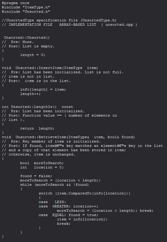 Solved -You are given the code for the ItemType and | Chegg.com