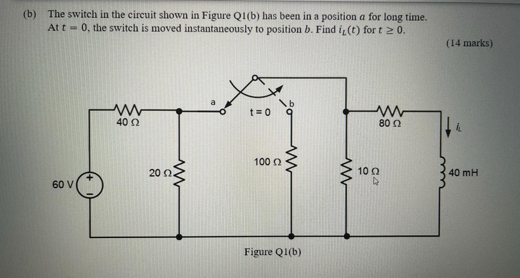 Solved Question 1 (a) The switch in the circuit shown in | Chegg.com