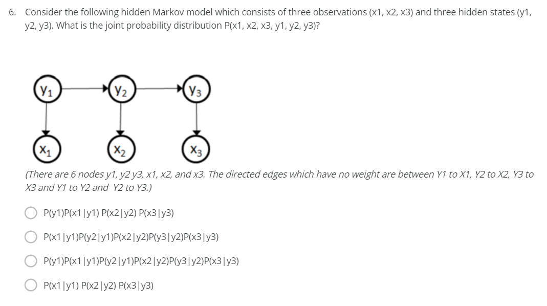 Solved 6. Consider the following hidden Markov model which | Chegg.com