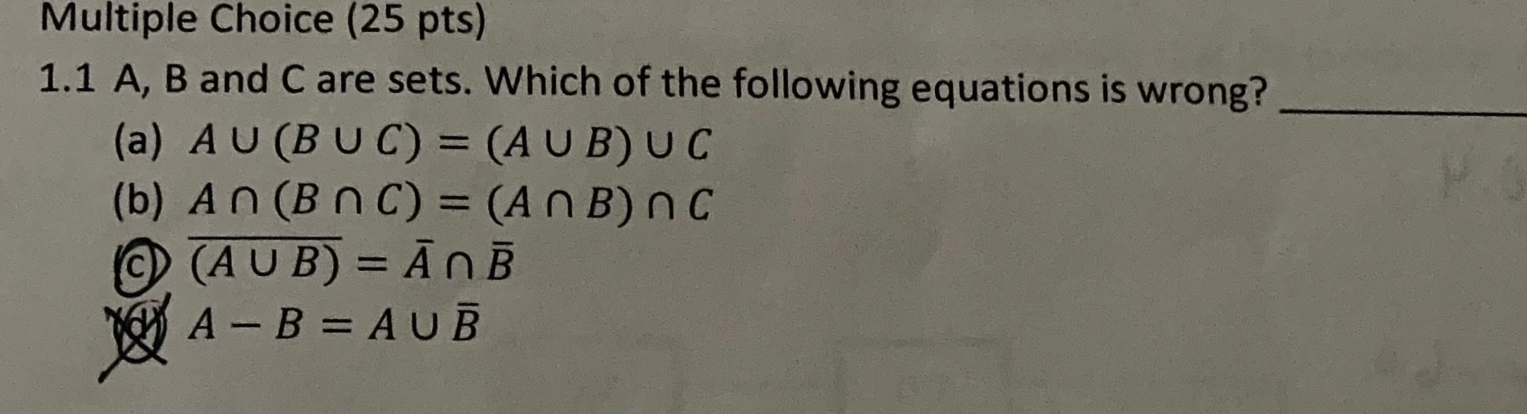 Solved 1.1 A, B And C Are Sets. Which Of The Following | Chegg.com