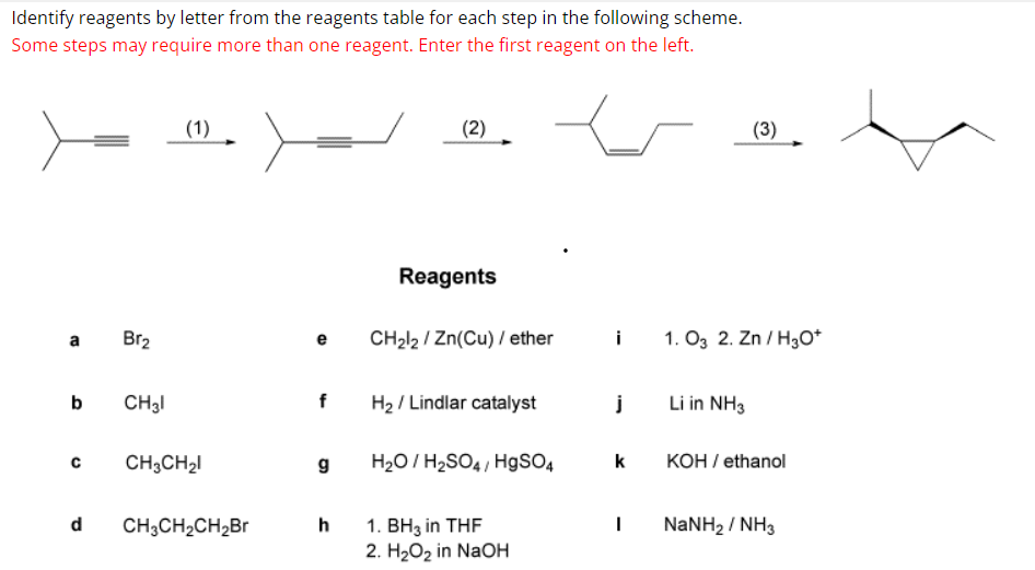 Solved Identify reagents by letter from the reagents table | Chegg.com