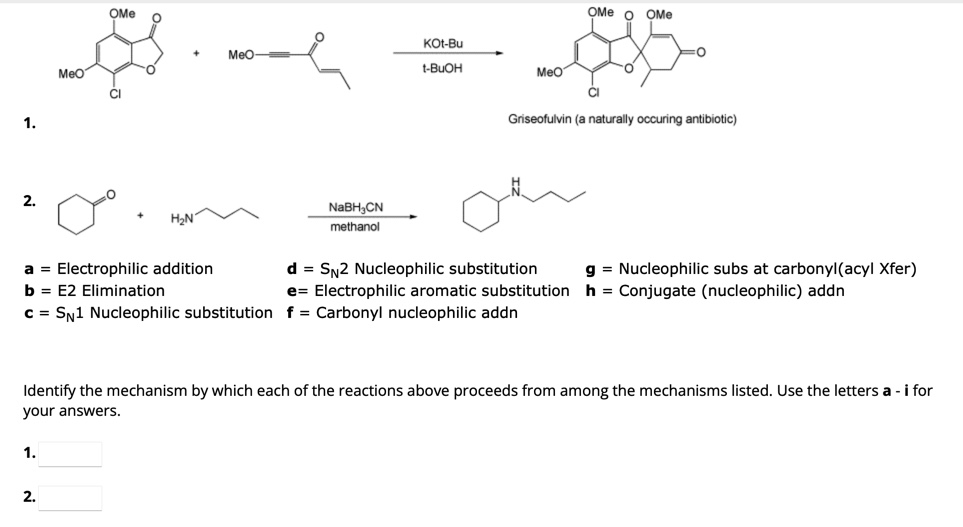 Solved 1. +NaCl 2. a= Electrophilic addition d=SN2 | Chegg.com