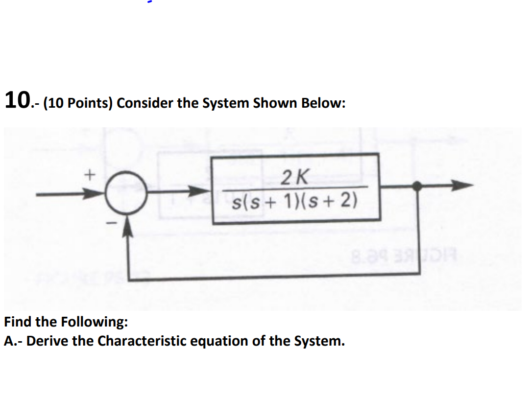 Solved 10.- (10 Points) Consider the System Shown Below: 2K | Chegg.com