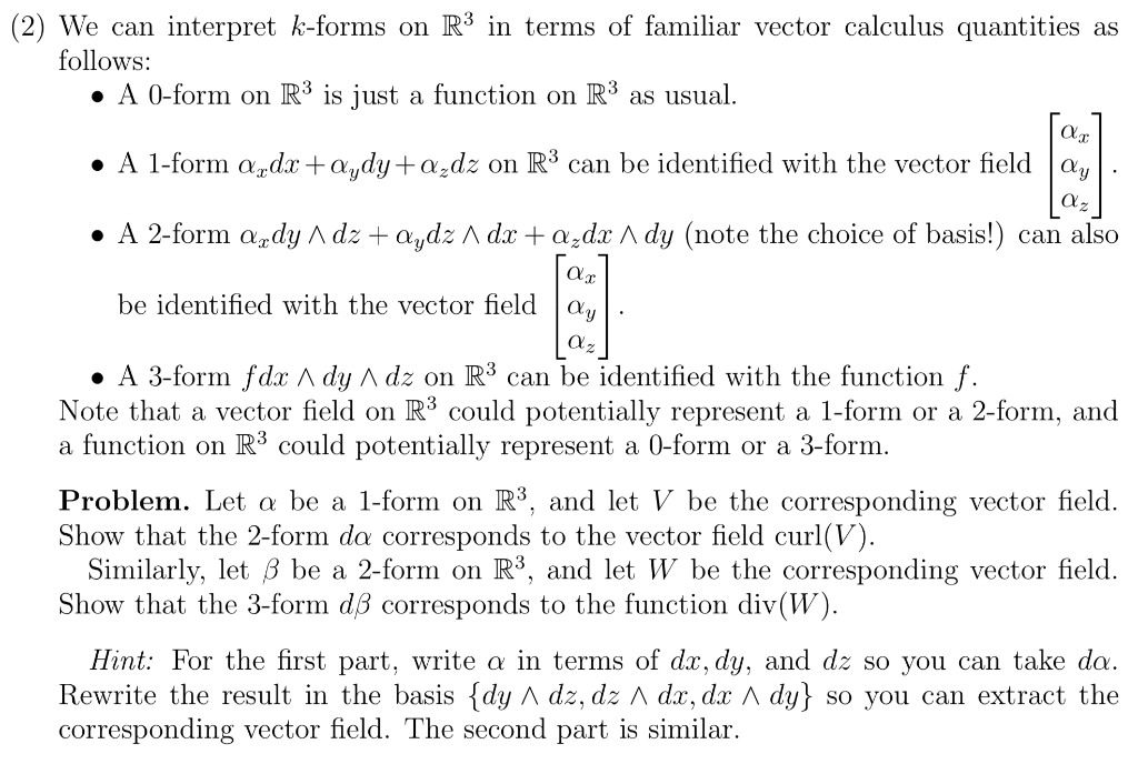 Solved (2) We can interpret k-forms on R3 in terms of | Chegg.com