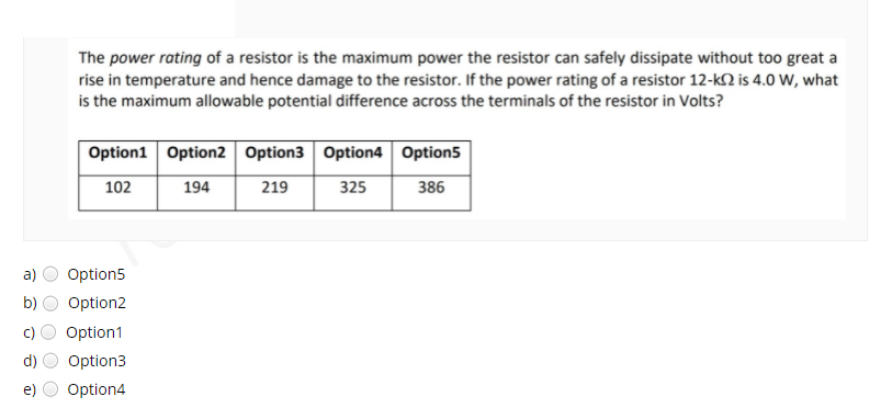 Solved The Power Rating Of A Resistor Is The Maximum Power | Chegg.com