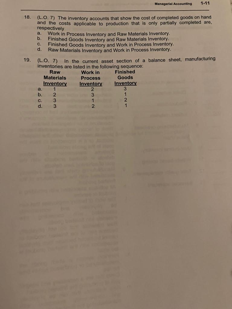 Solved Student Study Guide for Managerial Accounting, 1-8 | Chegg.com