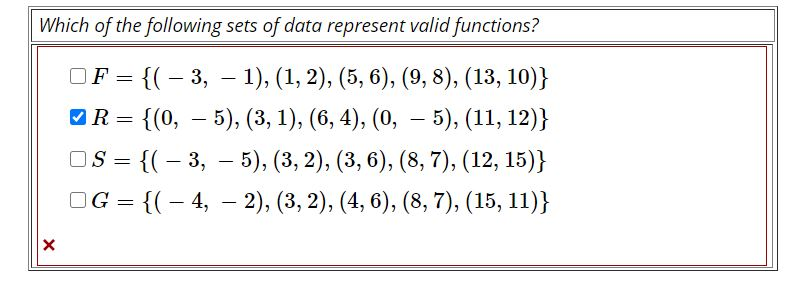 Solved Which of the following sets of data represent valid | Chegg.com