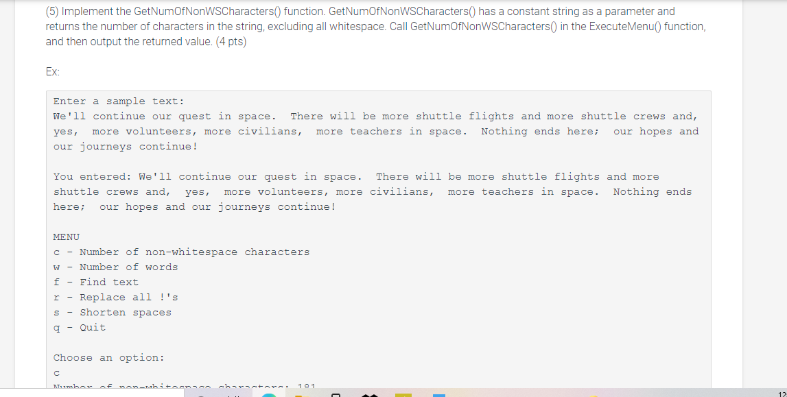 Solved (1) Prompt the user to enter a string of their | Chegg.com