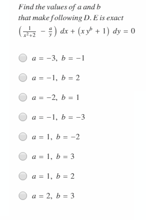 Solved Find The Values Of A And B That Make Following D. E | Chegg.com