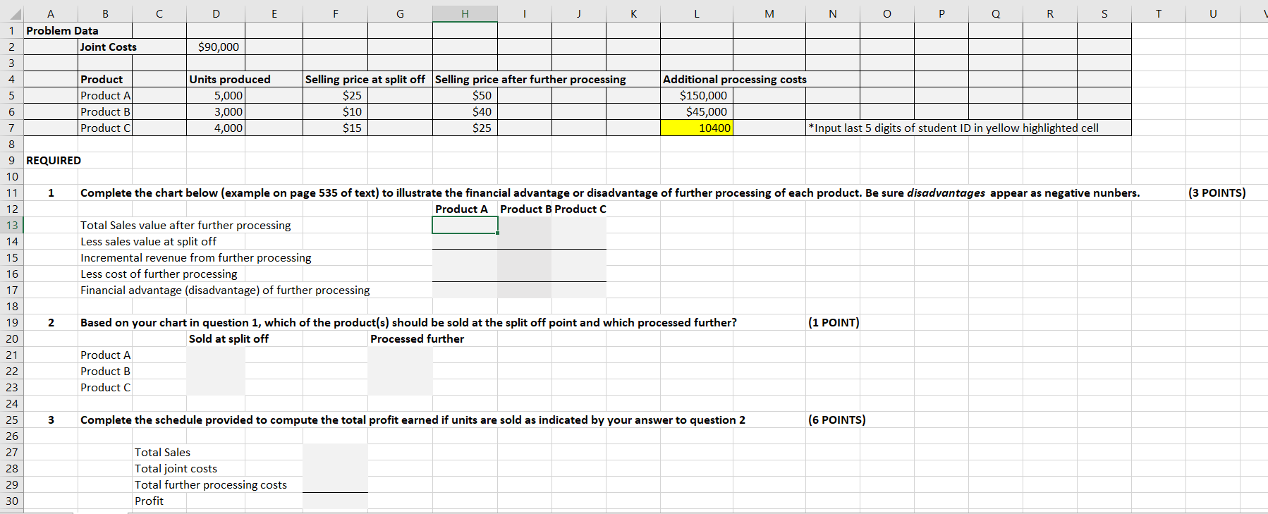 Solved Below is information for Excel Problem #4. The | Chegg.com