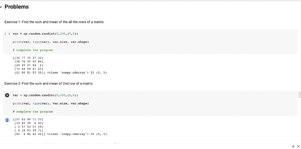 Solved - Problems Exercise 1: Find the sum and mean of the | Chegg.com