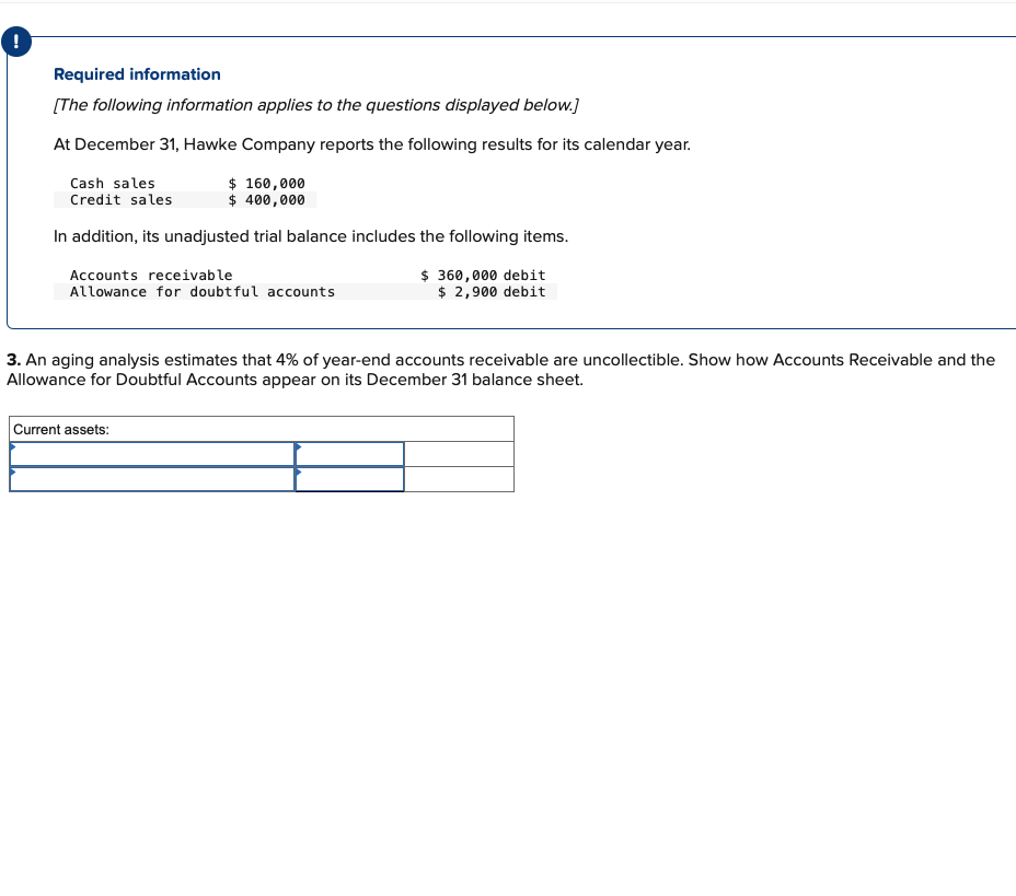 Solved At December 31, Hawke Company reports the following  Chegg.com