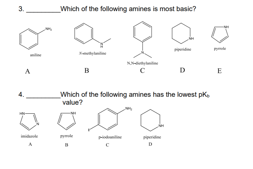Solved 3. Which of the following amines is most basic? -NH | Chegg.com