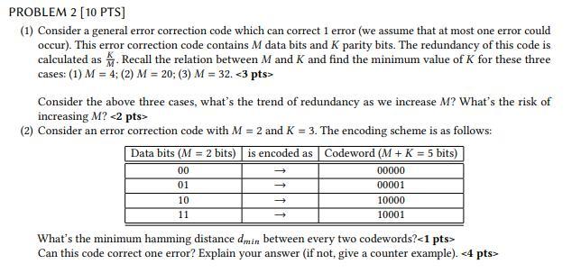 Solved PROBLEM 2 [10 PTS] (1) Consider a general error | Chegg.com