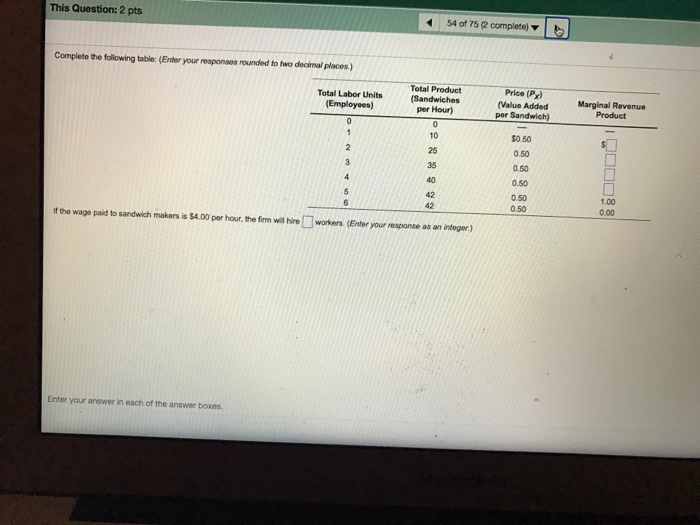 Solved Complete the following table: (Enter your responses | Chegg.com
