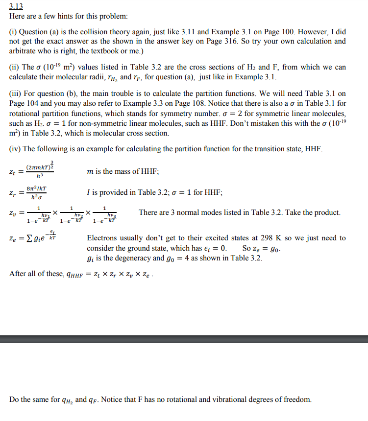 3.13 The reaction F overall reaction H2 + F2 → 2 HF.