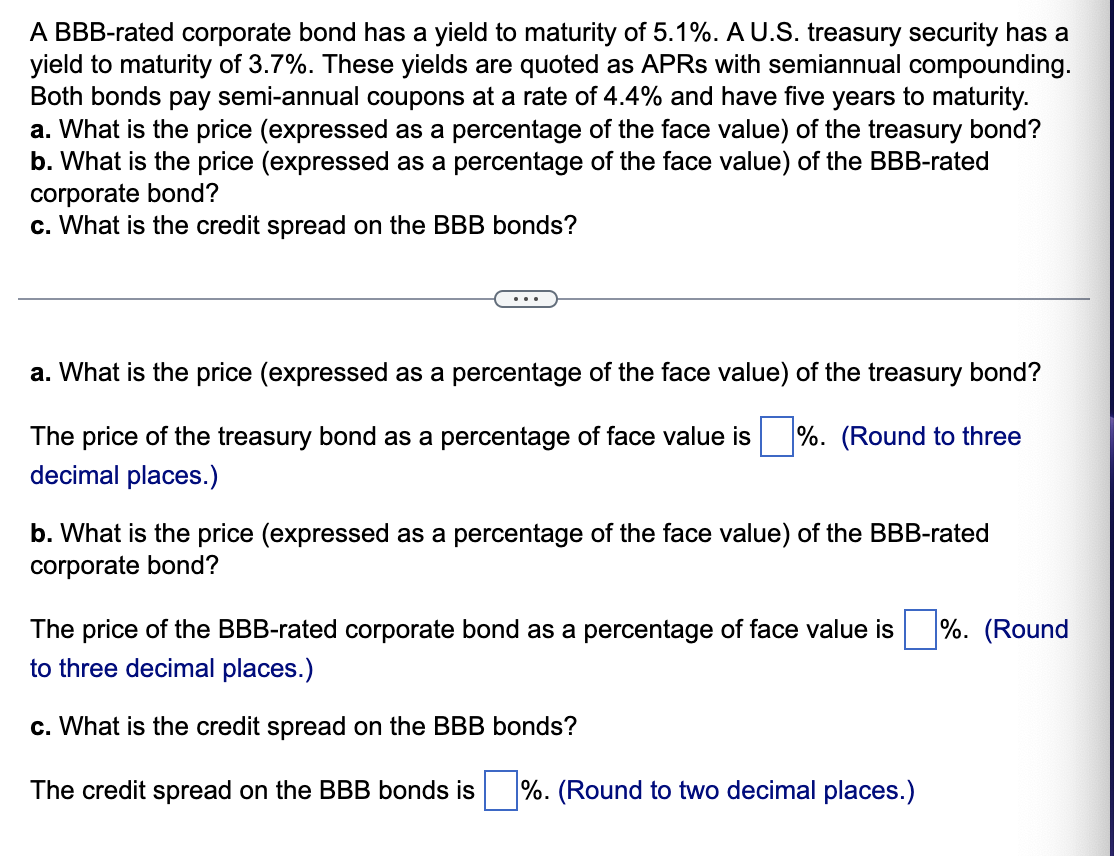 Solved A BBB-rated Corporate Bond Has A Yield To Maturity Of | Chegg.com