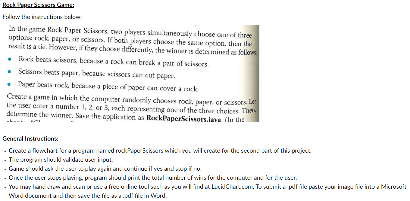 Solved Rock Paper Scissors Game: Follow The Instructions | Chegg.com