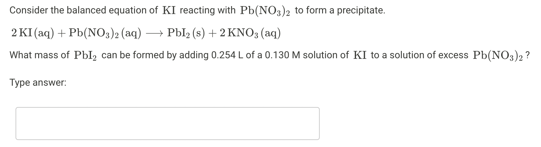 Solved Consider the balanced equation of KI reacting with | Chegg.com