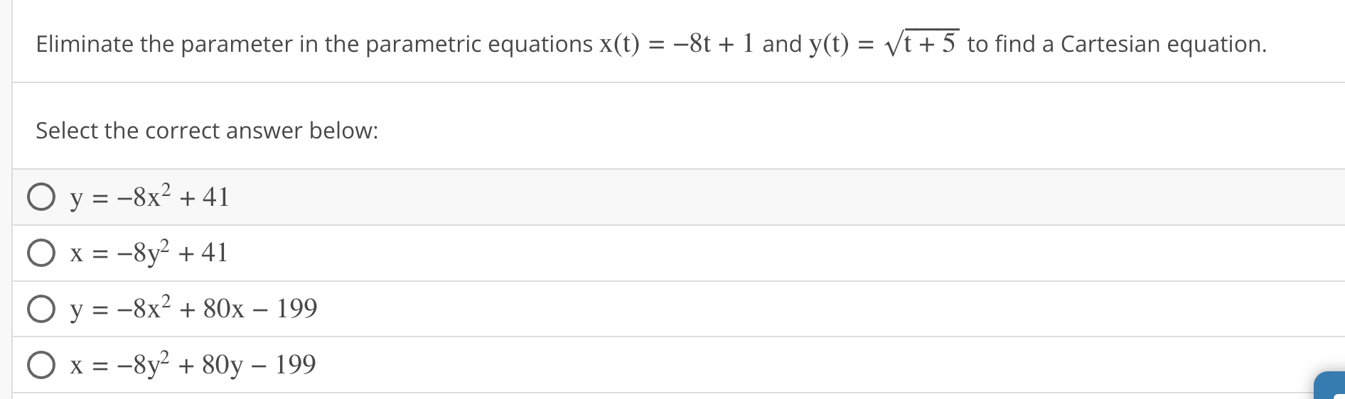 Solved Eliminate The Parameter In The Parametric Equations