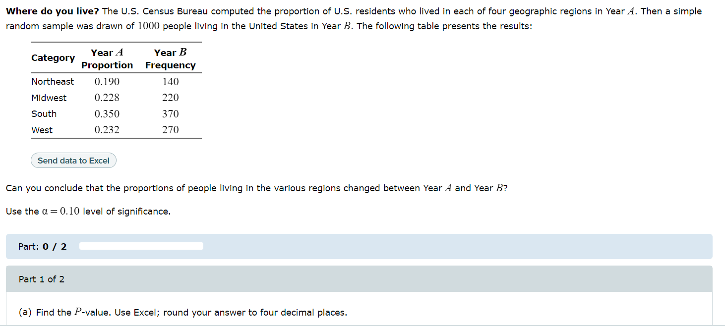 Solved Where Do You Live? The U.S. Census Bureau Computed | Chegg.com