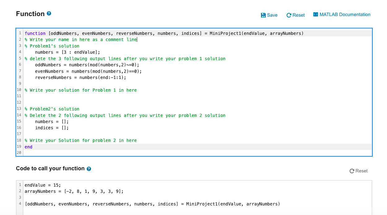 Solved Problem 2 Complete the function MiniProject1. For a Chegg