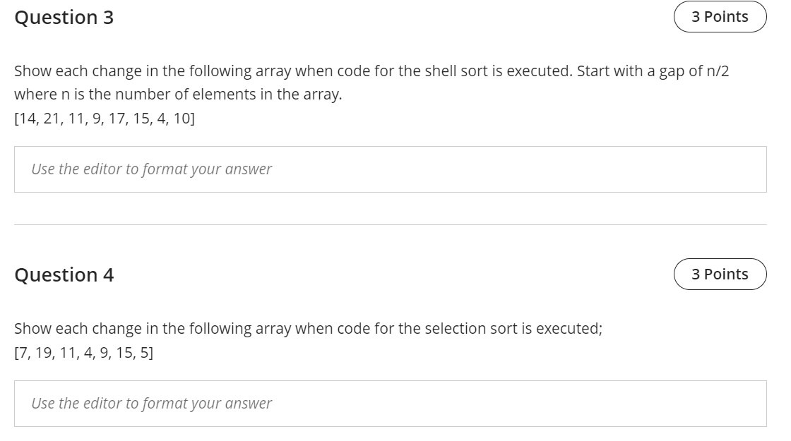 Solved Show each change in the following array when code for | Chegg.com