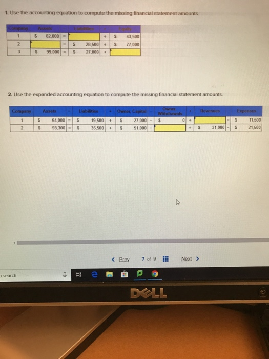 Solved T. Use The Accounting Equation To Compute The Missing | Chegg.com