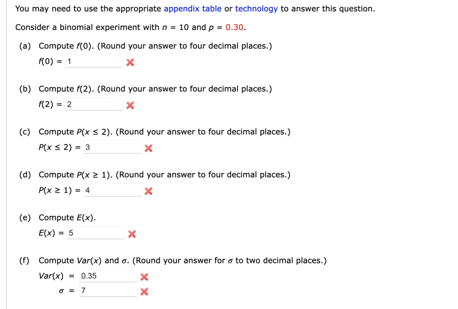 Solved Onsider A Binomial Experiment With N=10 And P=0.30. | Chegg.com