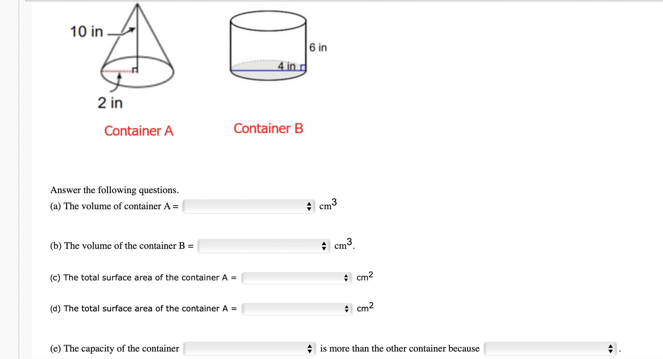 Solved Answer the following questions. (a) The volume of | Chegg.com