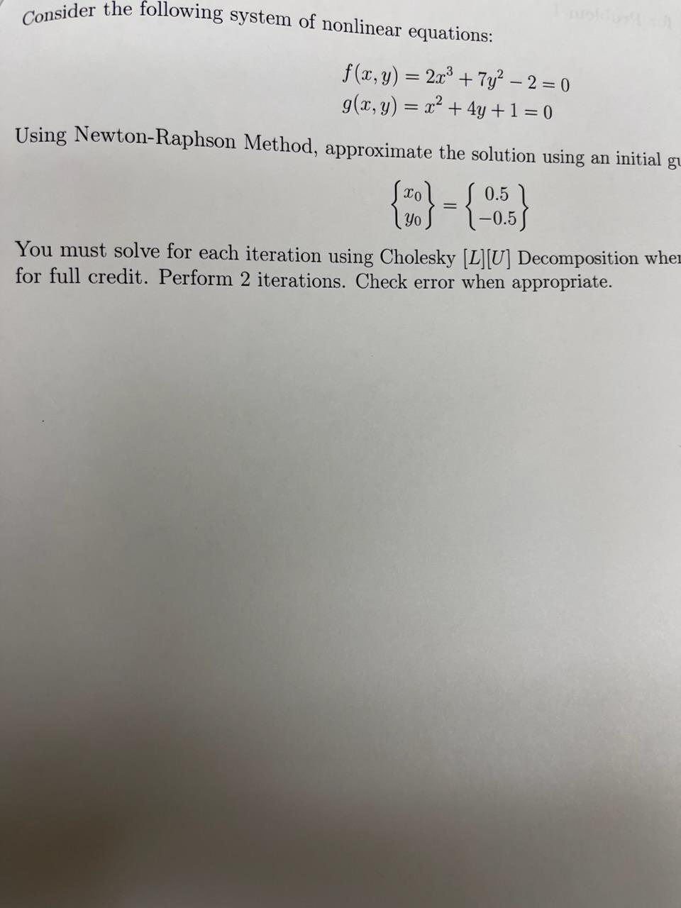 Consider The Following System Of Nonlinear Equations: | Chegg.com