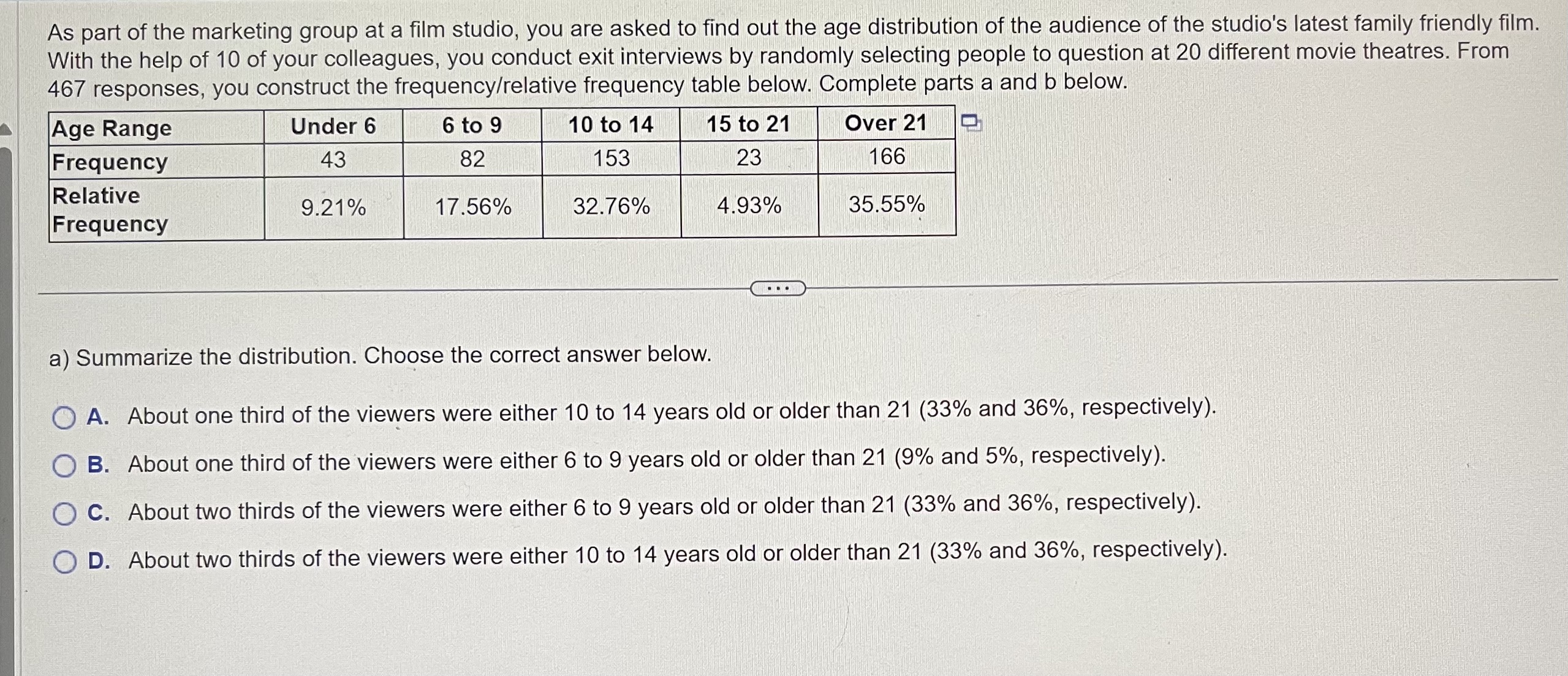 Solved As part of the marketing group at a film studio, you | Chegg.com