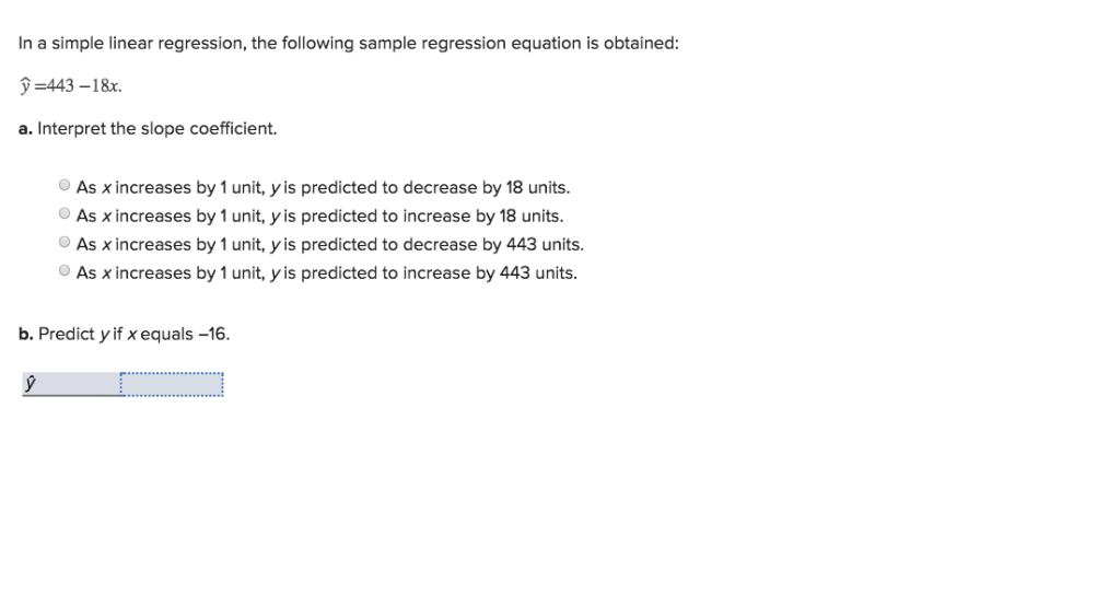 simple linear regression equation for sample