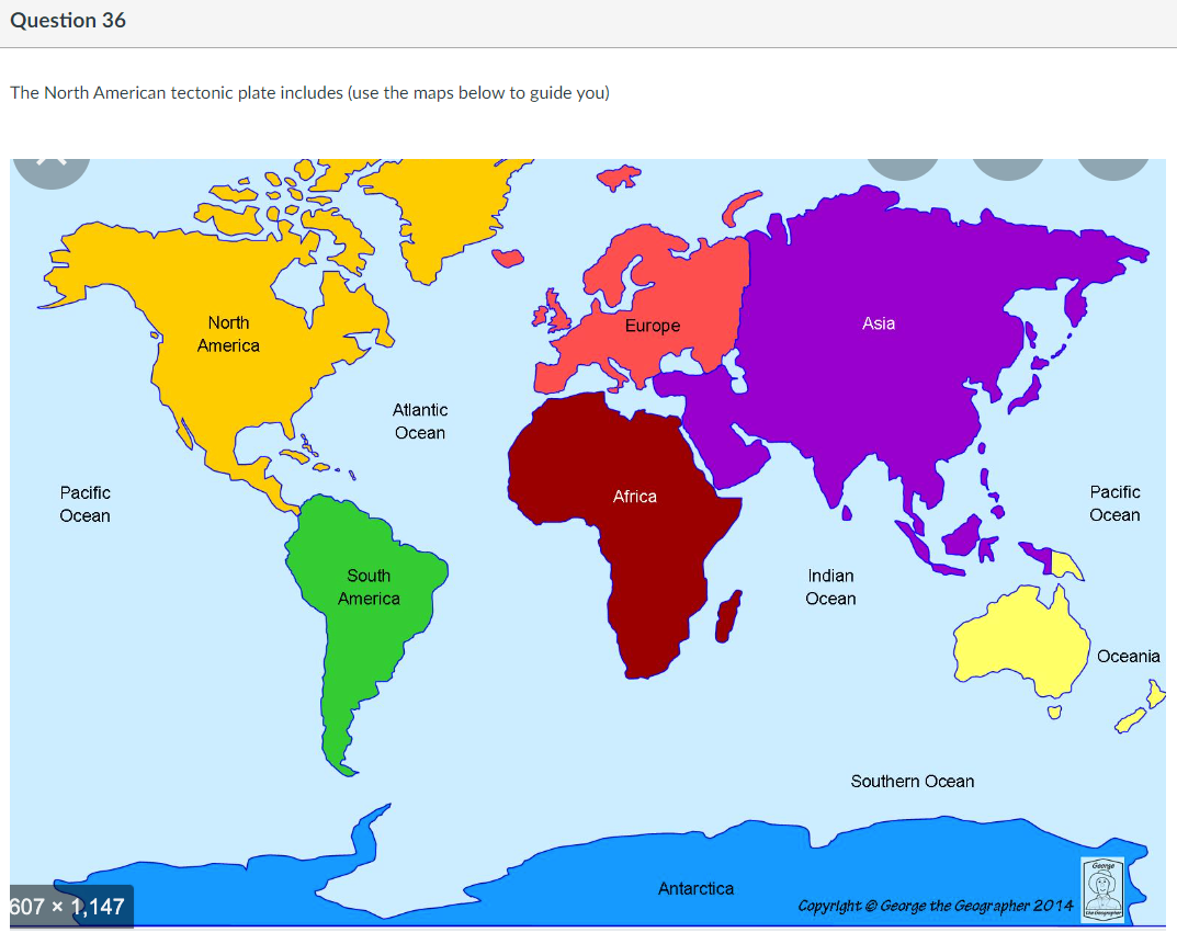 Solved The North American tectonic plate includes (use the | Chegg.com