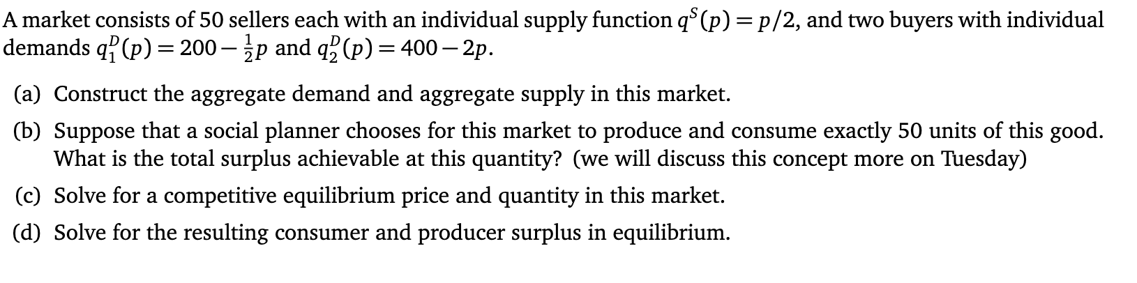 Solved A market consists of 50 sellers each with an | Chegg.com