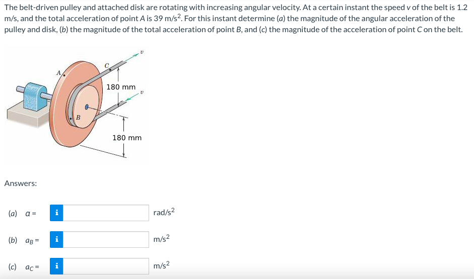 Solved The Belt-driven Pulley And Attached Disk Are Rotating | Chegg.com