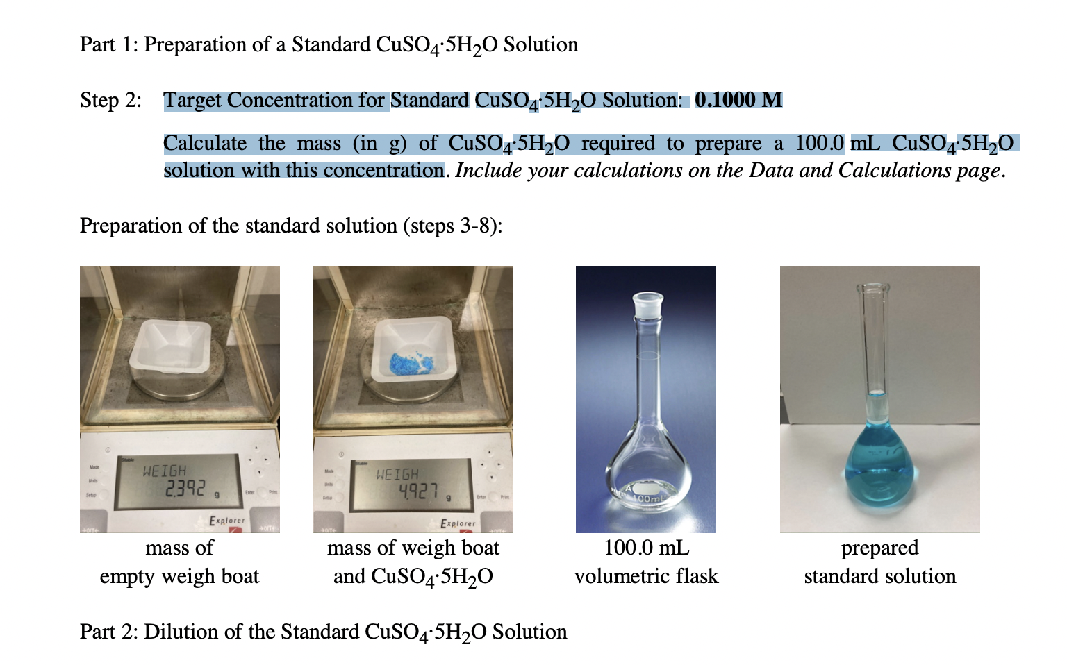 Solved Target Concentration for Standard CuSO4·5H2O | Chegg.com