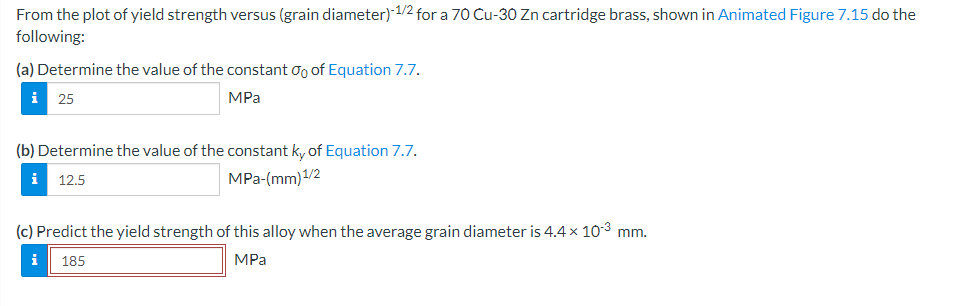 Solved From The Plot Of Yield Strength Versus (grain | Chegg.com