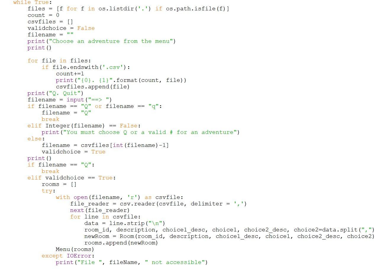 Solved How do I finish this code so that adventure two | Chegg.com