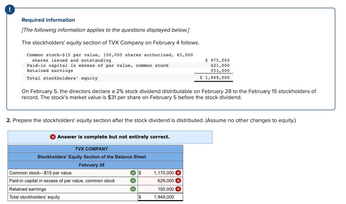 Solved Required information [The following information