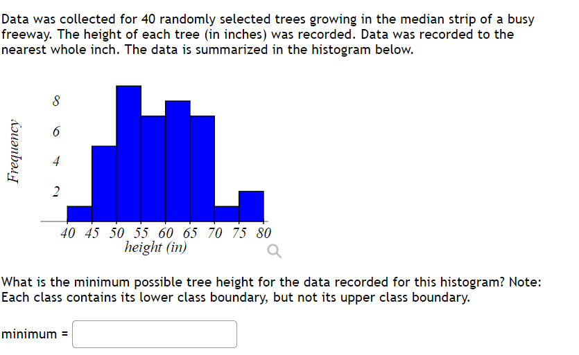 Solved Data was collected for 40 randomly selected trees | Chegg.com