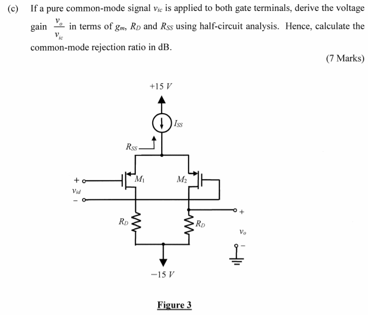 Solved 3. The differential amplifier shown in Figure 3 on | Chegg.com
