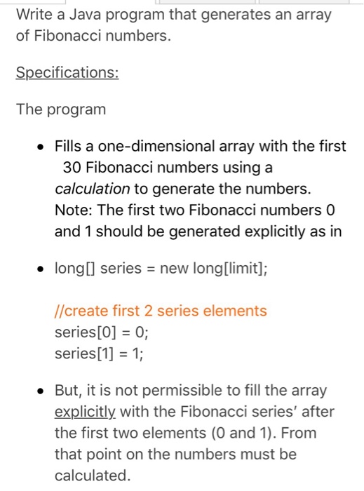 Solved Write a Java program that generates an array of | Chegg.com